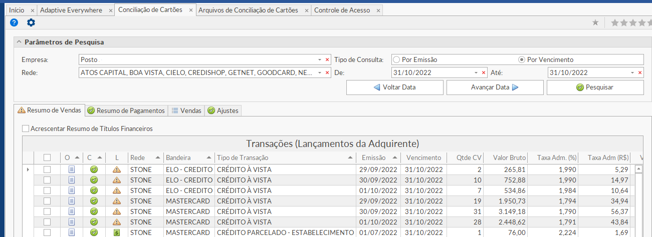 Conciliação Automática Finee PAY Cartão - Grupo Voalle